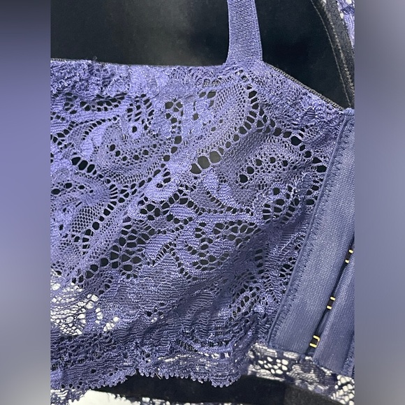 ThirdLove Longline Lace Plunge Bra Dark Blue 36E Gold Hardware - Picture 10 of 10